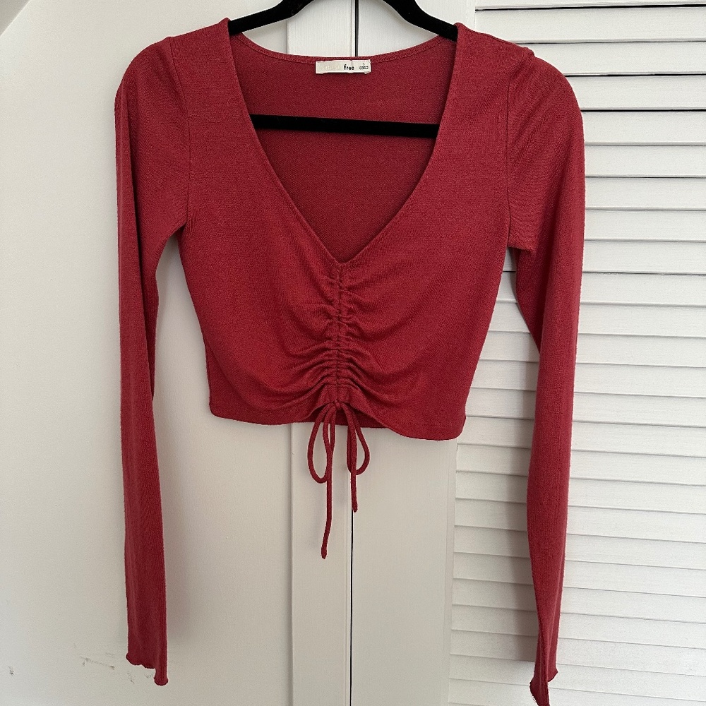 Wilfred Free from Aritzia lynx long-sleeve knit in burnt red/orange (Small)
